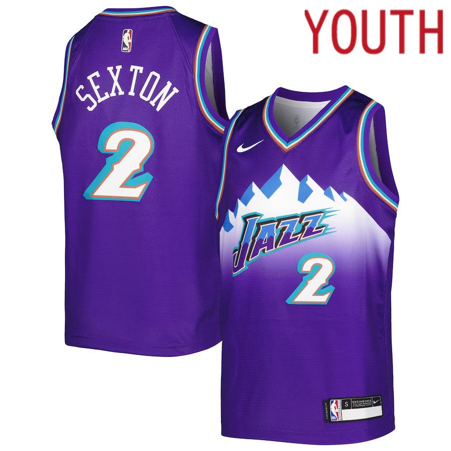 Youth Utah Jazz #2 Collin Sexton Nike Purple City Edition 2022-23 Swingman NBA Jersey